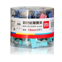 图片 得力彩色长尾夹15MM/8556/60个/筒