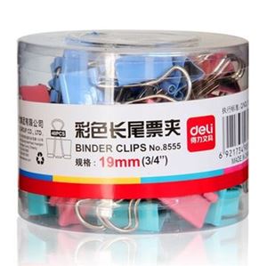 图片 得力彩色长尾夹19mm 8555/40个/筒