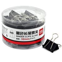 图片 得力黑色筒装长尾夹8563 32mm