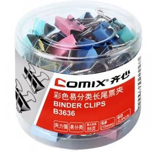 图片 齐心彩色长尾夹B3636/15MM 60个/筒