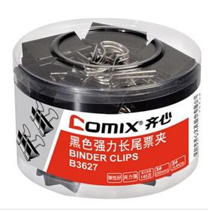 图片 齐心黑色长尾夹B3627  32mm  24个/筒