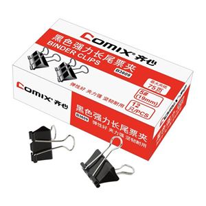 图片 齐心黑色长尾夹  B3609-19mm(5#)