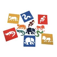 图片 儿童塑料绘画模板丛林系列水洗绘画pp塑料模板6片装