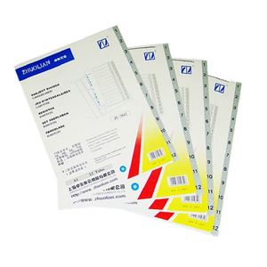 图片 卓联ZL5812分类纸 PVC分页纸 索引纸 数字分类卡