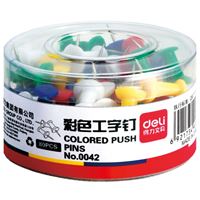 图片 得力 0042 彩色工字钉 80枚/筒